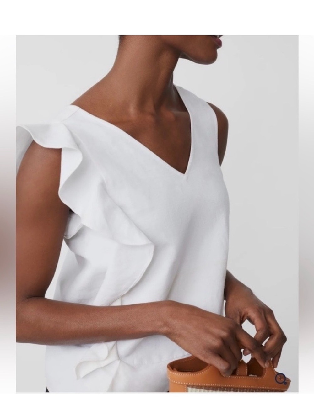 J. McLaughlin Athena White Linen/Cotton Blouse Medium NWT
